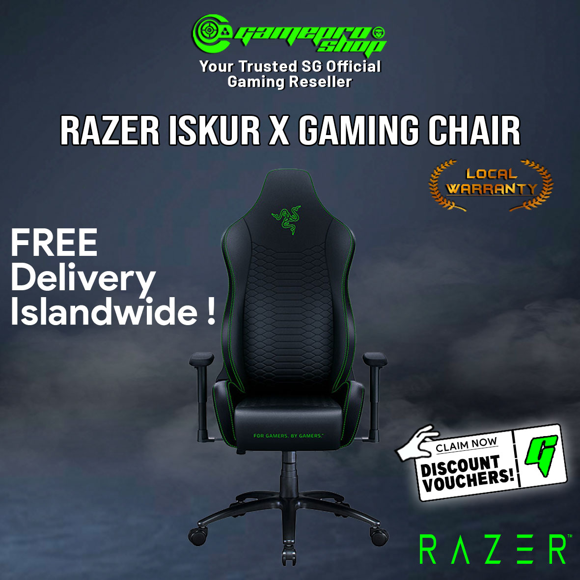 Кресло компьютерное игровое razer iskur x rz38 02840100 r3g1