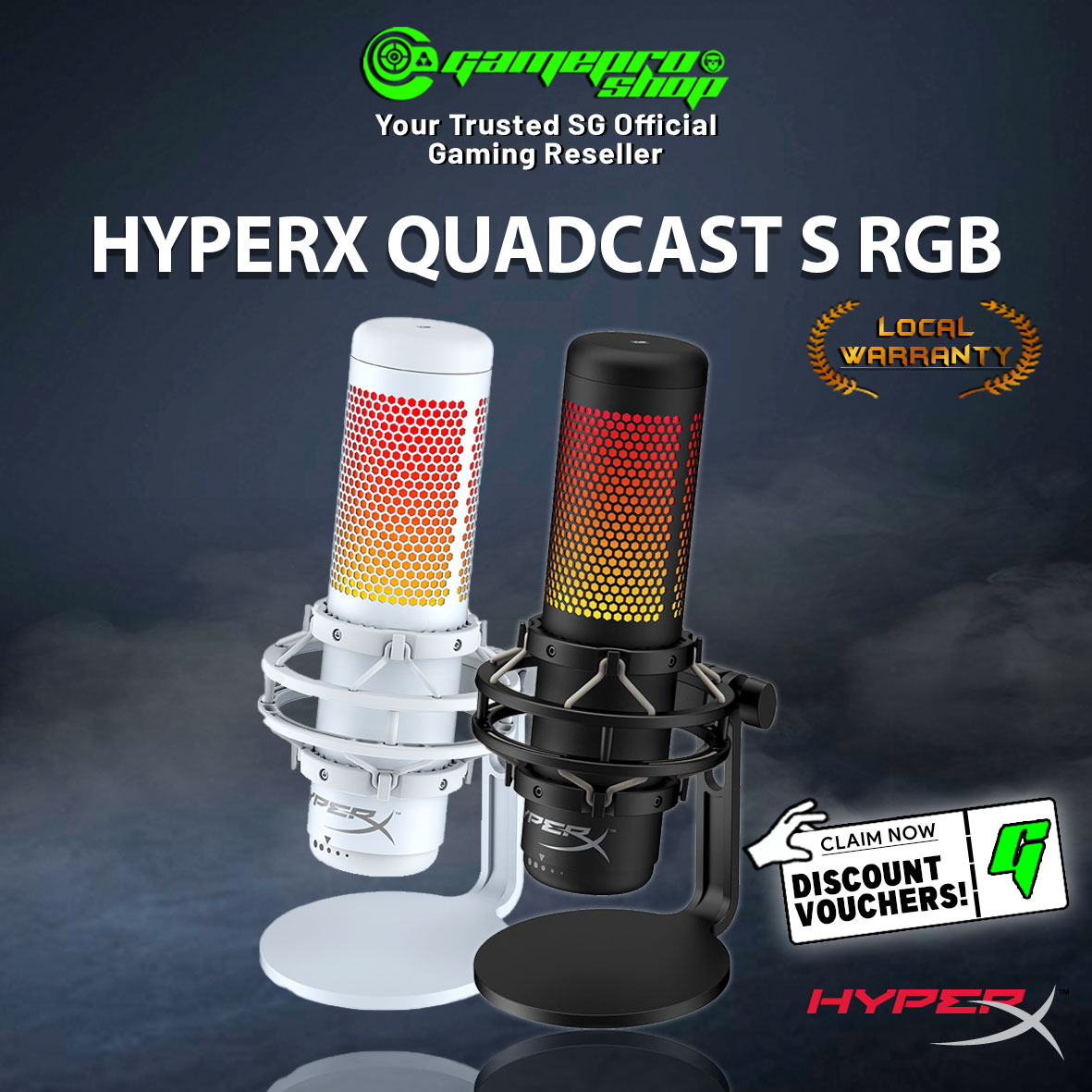 Hyperx Quadcast S Rgb Usb Condenser Microphone For Pc Ps Ps Vibration Shock Mount