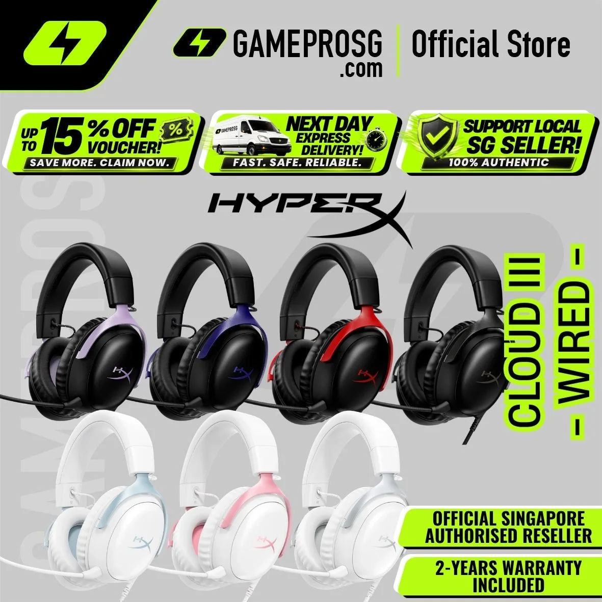 HyperX Cloud III Wired Gaming Headset - 53mm Drivers - PC/PS5/Xbox/Switch - DTS:X - Memory Foam
