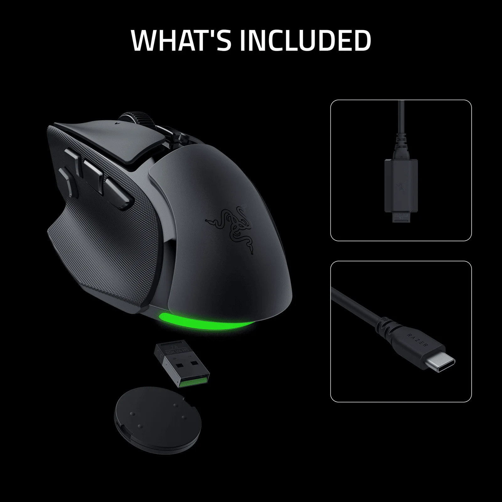 Razer Basilisk V4 HyperSpeed Wireless Ergonomic Gaming Mouse – 33K Optical Sensor – HyperScroll Technology