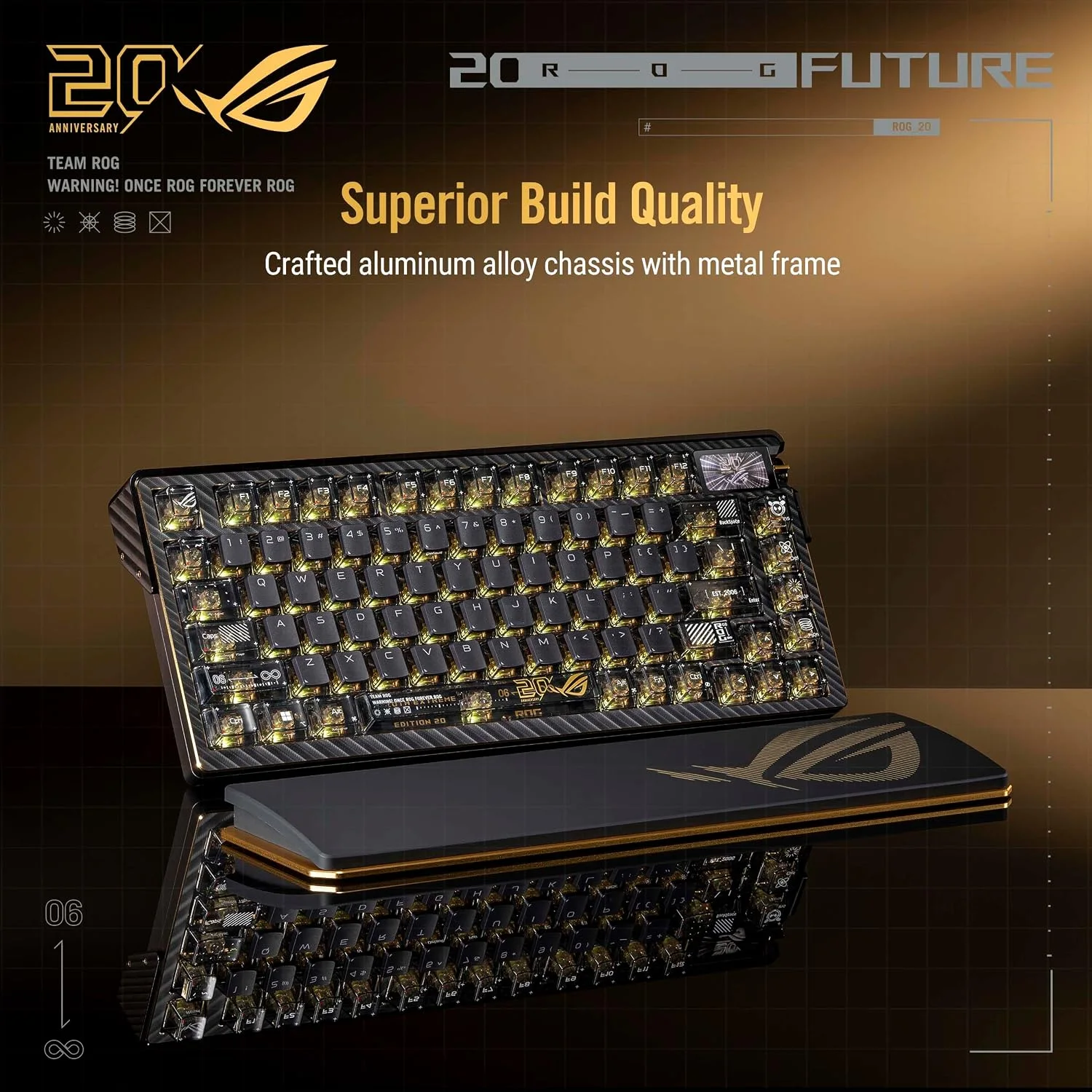 ASUS ROG Azoth Extreme Edition 20 Wireless Gaming Keyboard – OLED – Hot-Swap NX Switches – SpeedNova Tri-Mode