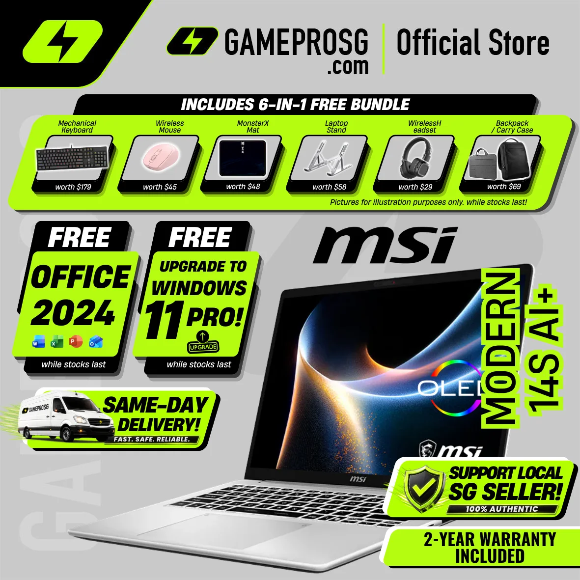 MSI Modern 14S AI+ – 14" OLED – Intel Core Ultra 5 – 16GB RAM – 1TB SSD – Copilot+ AI Laptop - 1.38kg