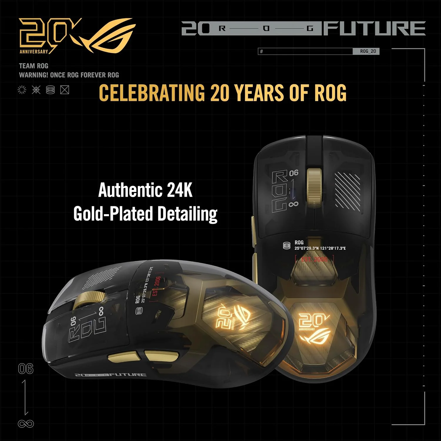 ASUS ROG Harpe II Extreme Edition 20 Wireless Gaming Mouse – 65K DPI – 8K Polling – Optical Switches – Glass Feet