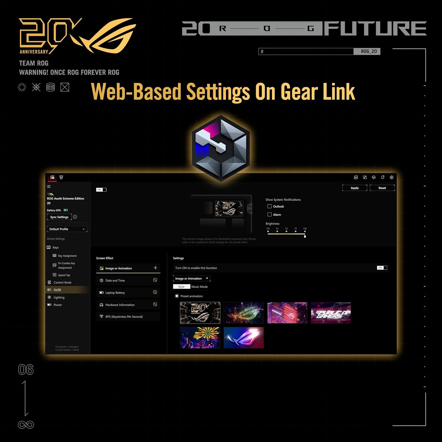 ASUS ROG Azoth Extreme Edition 20 Wireless Gaming Keyboard – OLED – Hot-Swap NX Switches – SpeedNova Tri-Mode