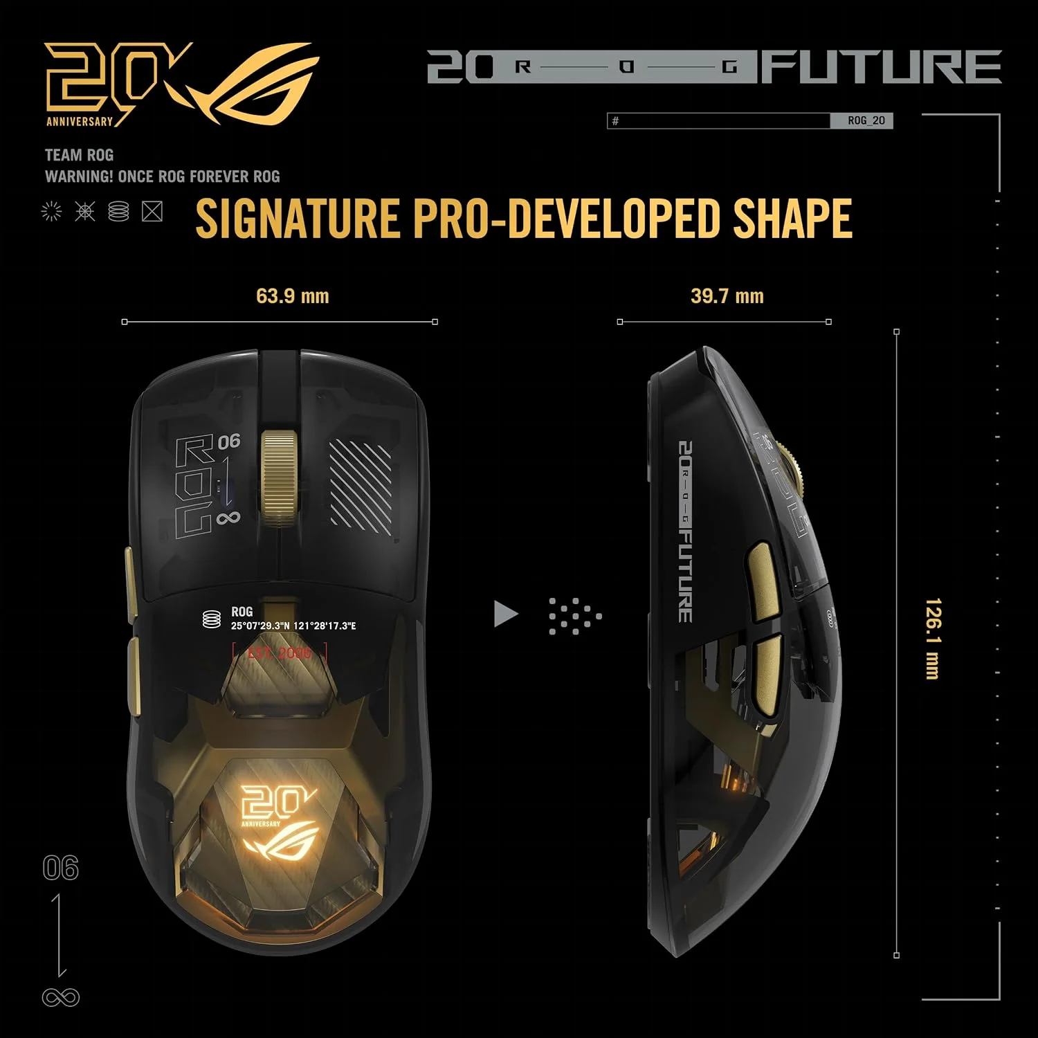 ASUS ROG Harpe II Extreme Edition 20 Wireless Gaming Mouse – 65K DPI – 8K Polling – Optical Switches – Glass Feet