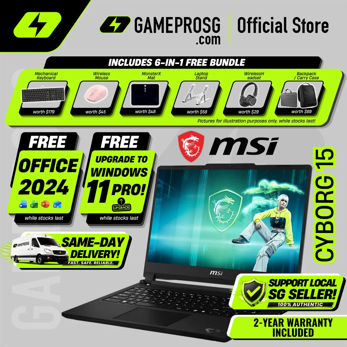 MSI Cyborg A15 Max Gaming Laptop — RTX5070 - 15.6" 144Hz - AMD Ryzen 7 170 - 16GB/1TB