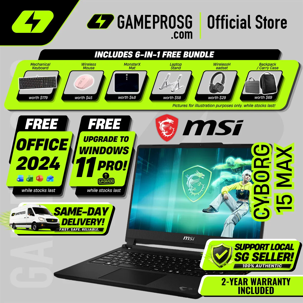 MSI Cyborg 15 Max – 15.6" FHD 144Hz – Intel Core 7 – RTX5060 – 16GB RAM – 1TB SSD – AI Gaming Laptop