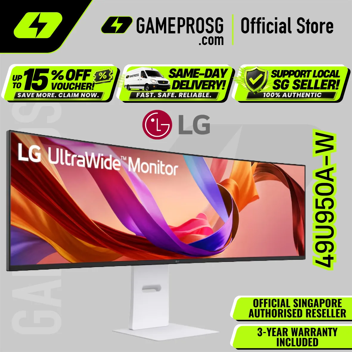 LG Monitor (Curved Dual QHD Nano IPS 144Hz USB-C HAS SP) - 49U950A-W