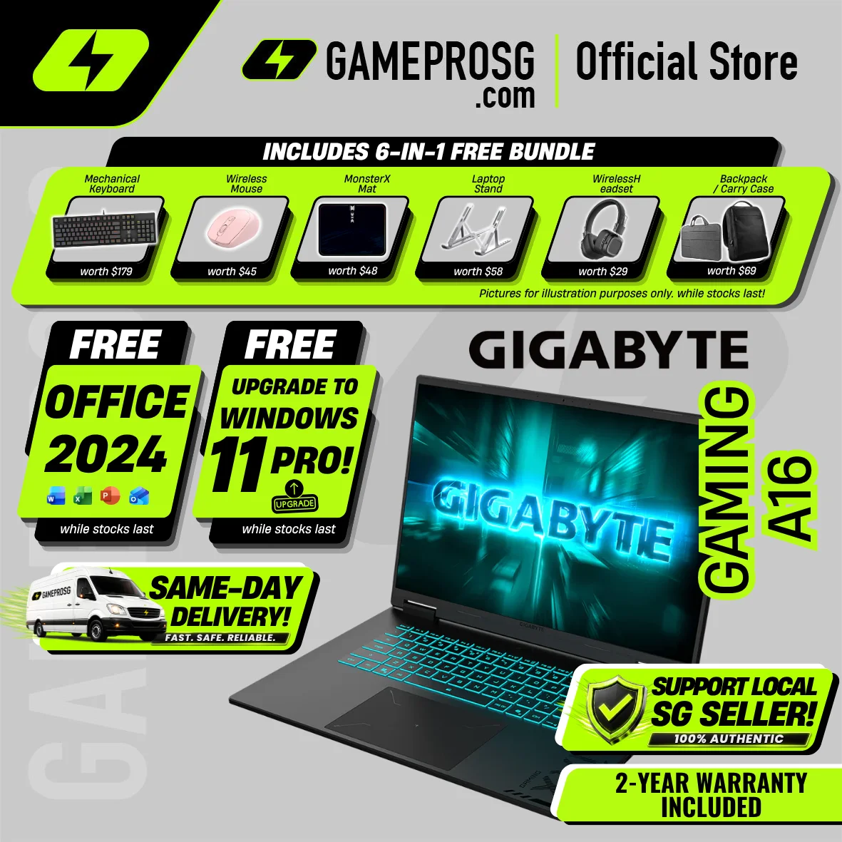 GIGABYTE GAMING A16 Laptop — RTX5060 - 16" FHD+ 165Hz - Intel i7-13620H - 16GB RAM - 1TB SSD (For Gamers & Creators)