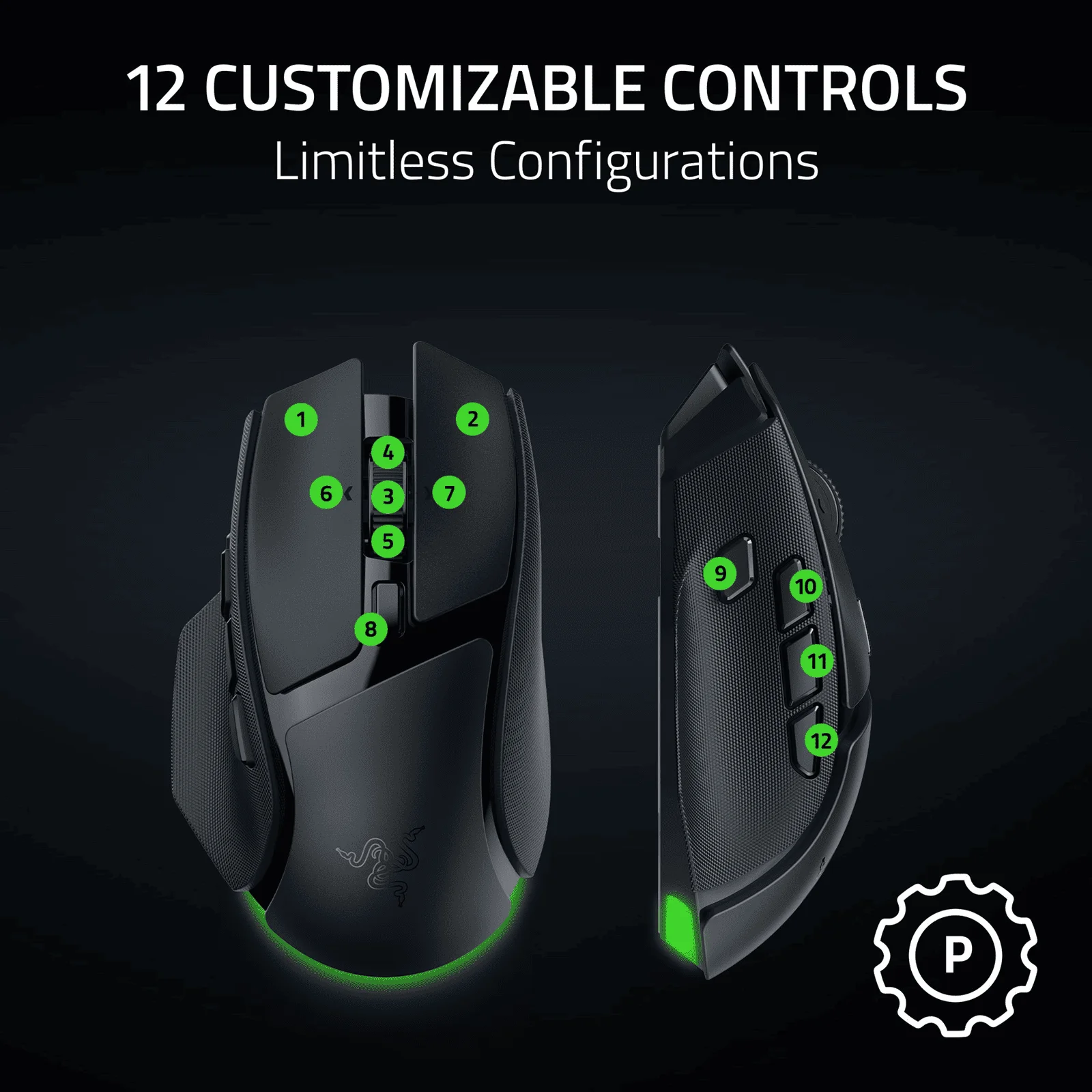 Razer Basilisk V4 HyperSpeed Wireless Ergonomic Gaming Mouse – 33K Optical Sensor – HyperScroll Technology