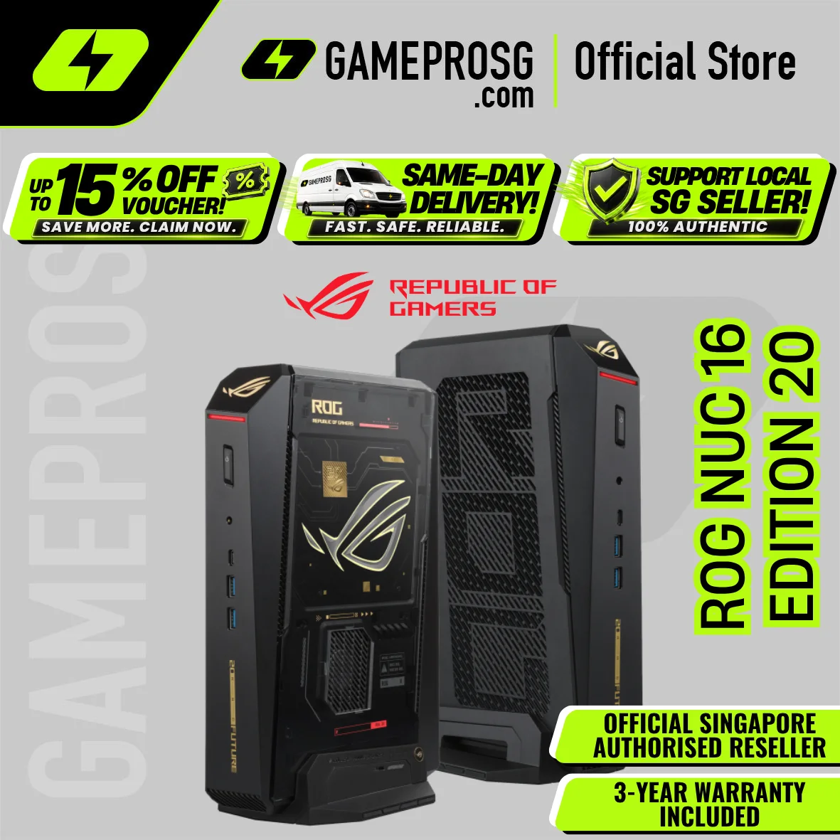 ASUS ROG NUC 16 Edition 20 Gaming Mini PC – RTX5090 24GB – Intel Core Ultra 9 290HX – 64GB RAM – 2TB SSD
