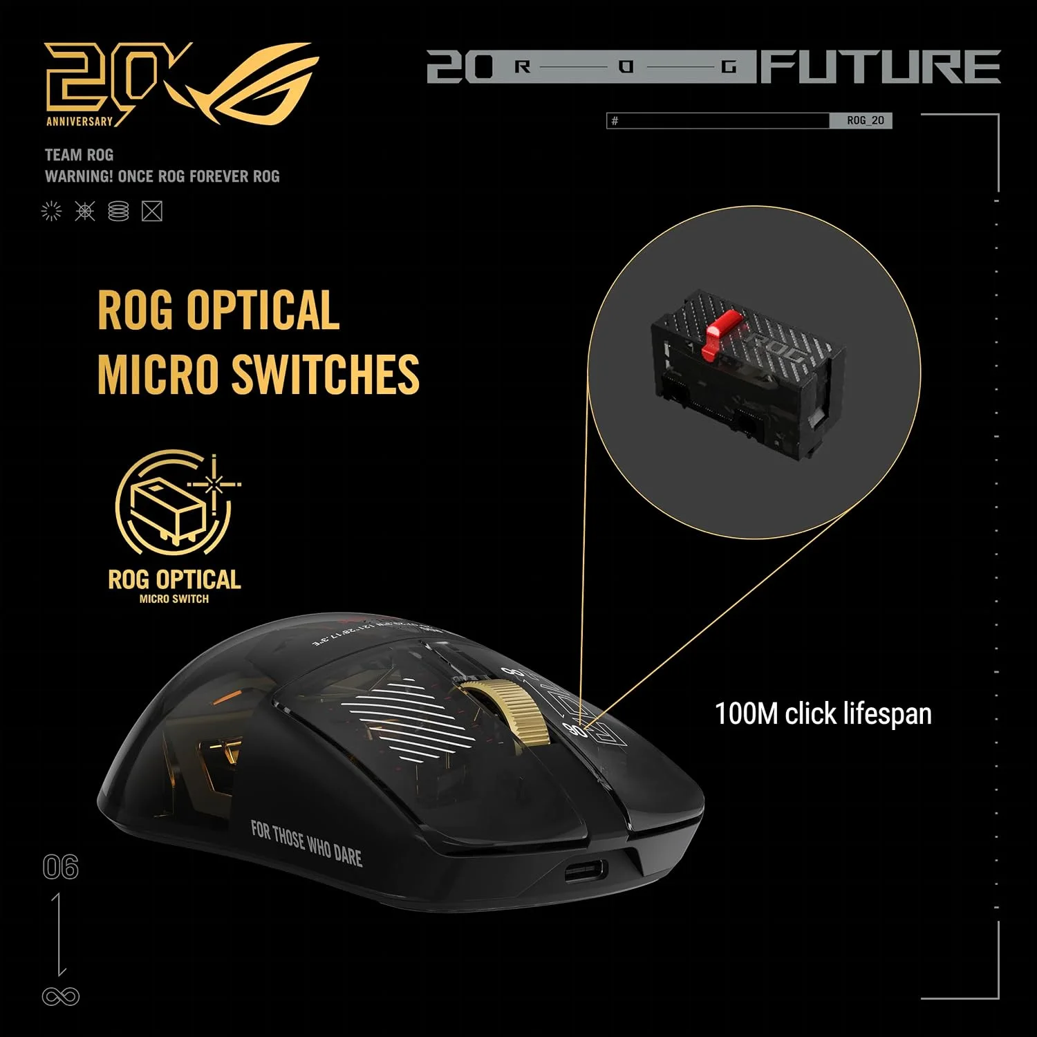 ASUS ROG Harpe II Extreme Edition 20 Wireless Gaming Mouse – 65K DPI – 8K Polling – Optical Switches – Glass Feet