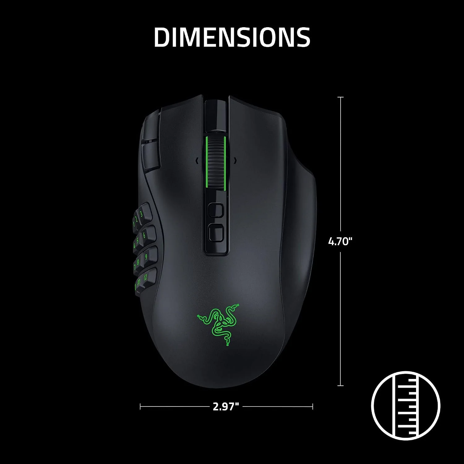 Razer Naga V3 Pro Wireless MMO Gaming Mouse - Swappable Side Plates - Programmable Controls - Chroma RGB