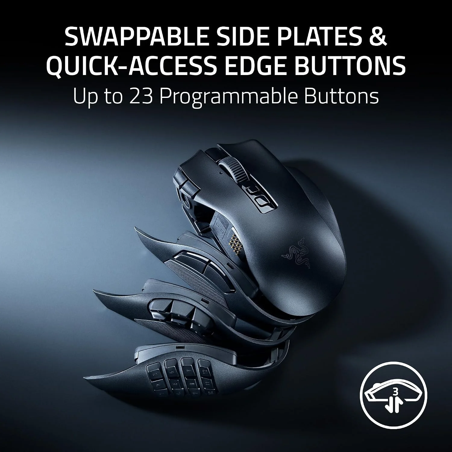 Razer Naga V3 Pro Wireless MMO Gaming Mouse - Swappable Side Plates - Programmable Controls - Chroma RGB