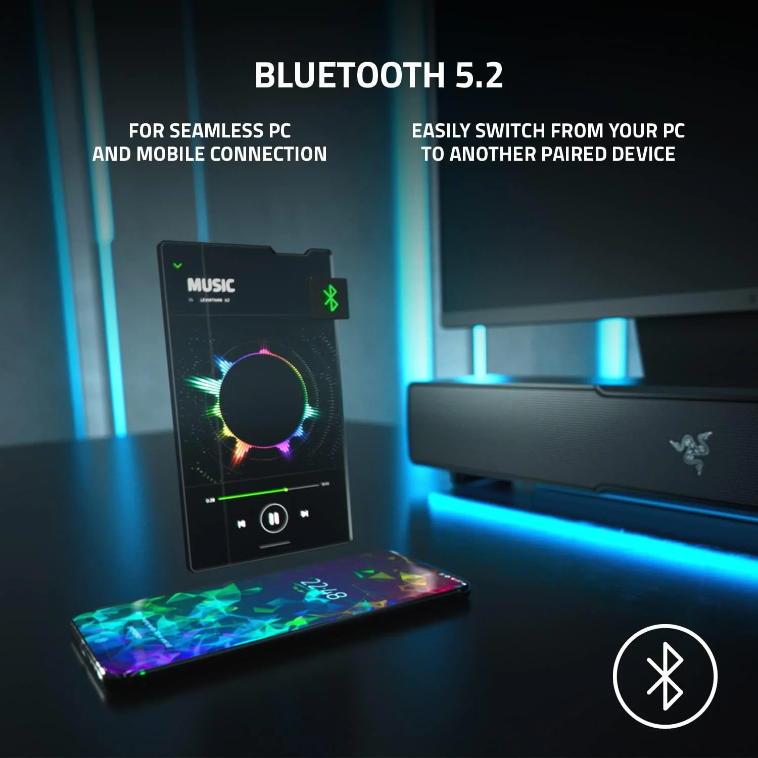 Razer Leviathan V2 Gaming Soundbar with THX Spatial Audio & Subwoofer