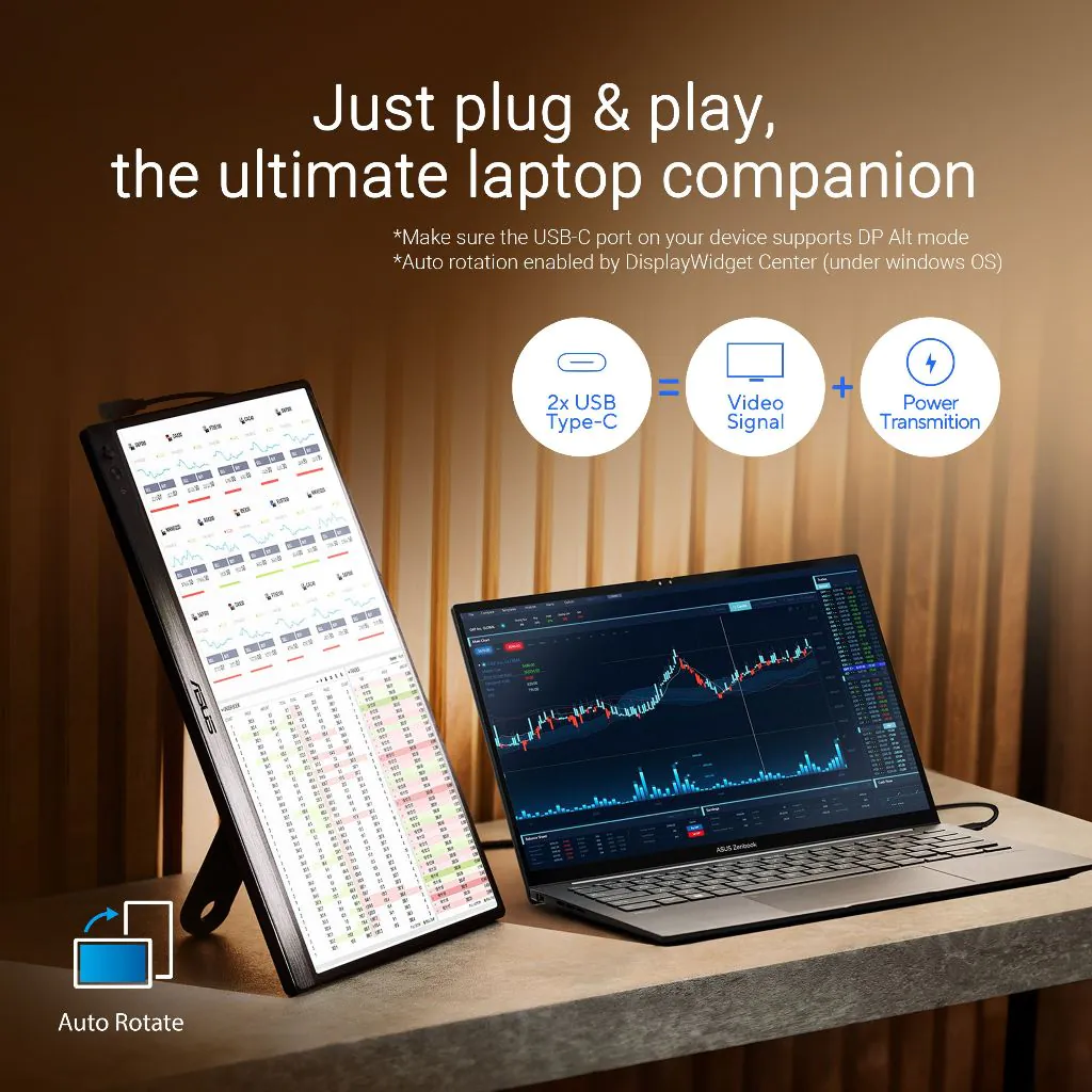 【SAME-DAY DELIVERY】ASUS ZenScreen MB169CK Portable USB Monitor – 15.6" FHD IPS – USB-C – Eye Care – 360° Kickstand