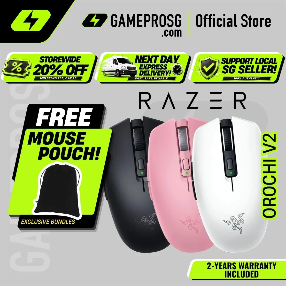Razer Orochi V2 Lightweight Wireless Optical Gaming Mouse / Bluetooth / RF 2.4GHz