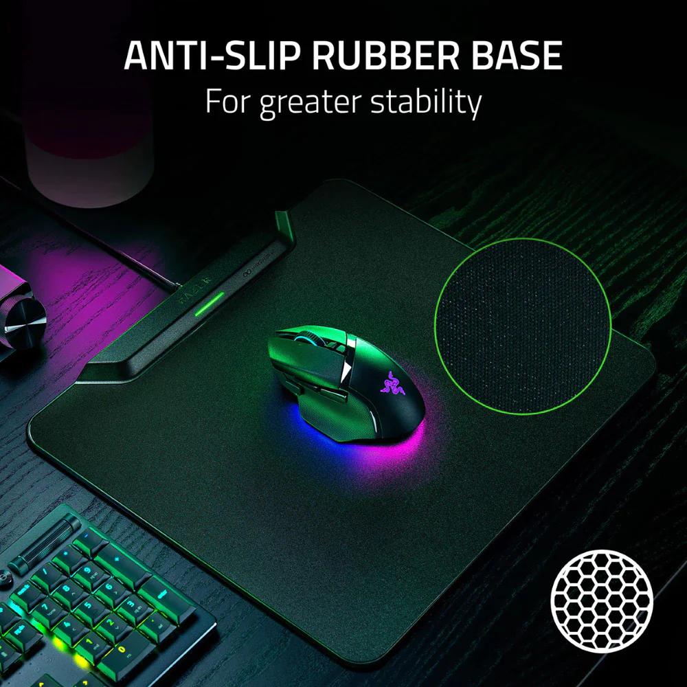Razer HyperFlux V2 Wireless Charging System Mouse pad- Hard Surface