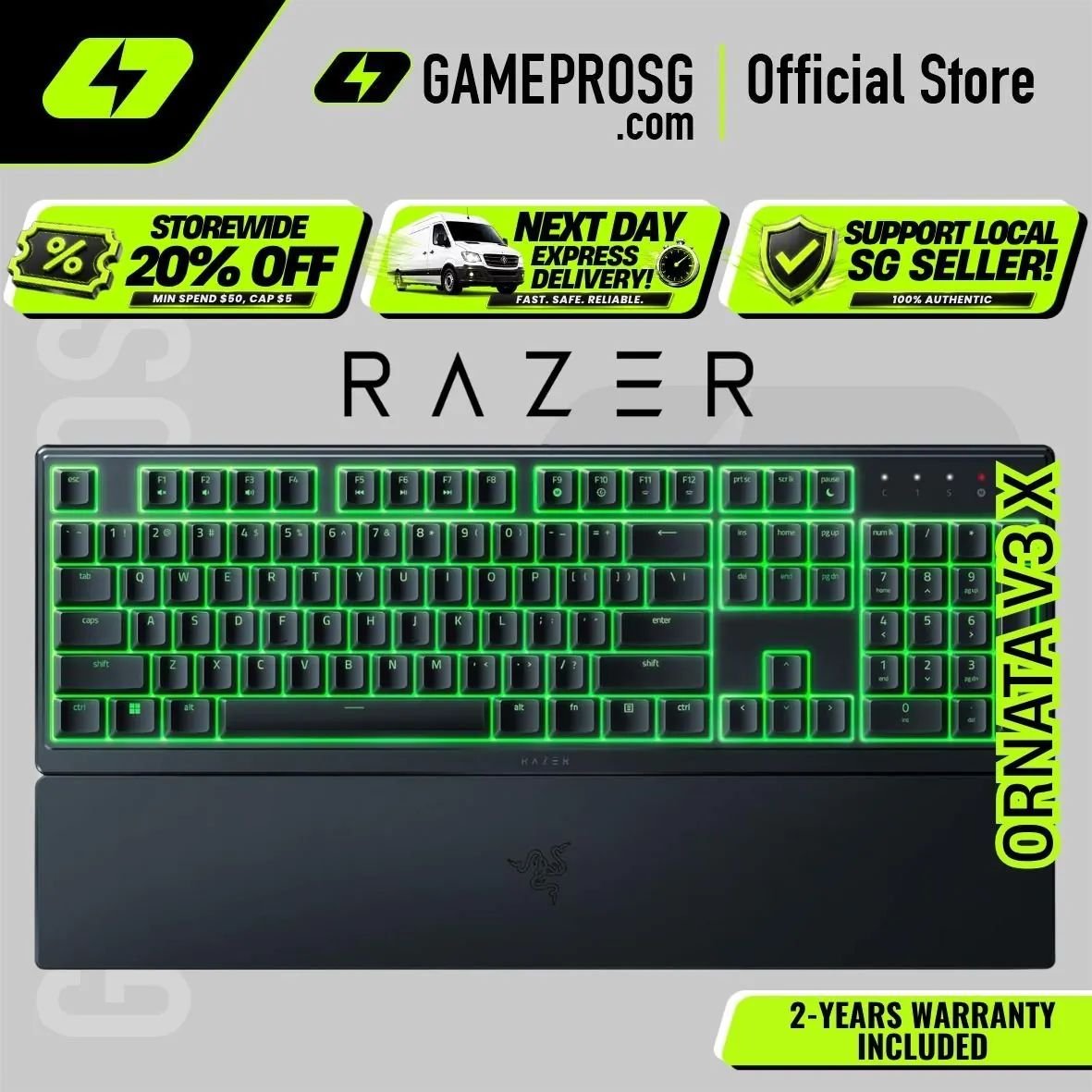 Razer Ornata V3 X Full-Size Low-profile Wired Membrane Gaming Keyboard