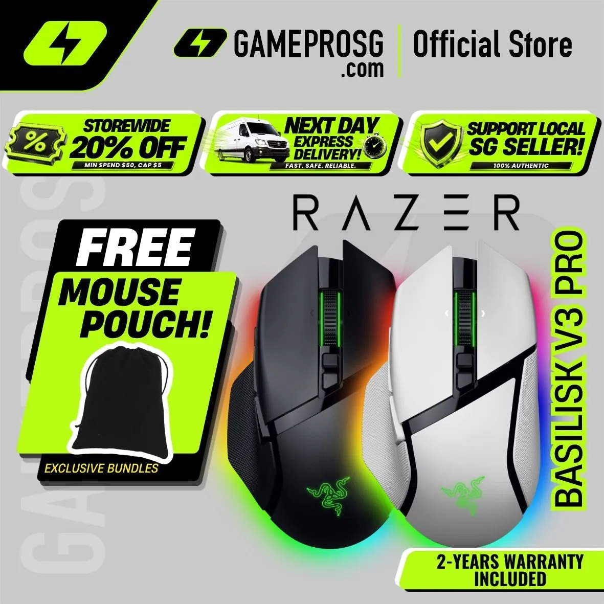 Razer Basilisk V3 Pro Customizable Wireless Gaming Mouse with HyperScroll Tilt Wheel
