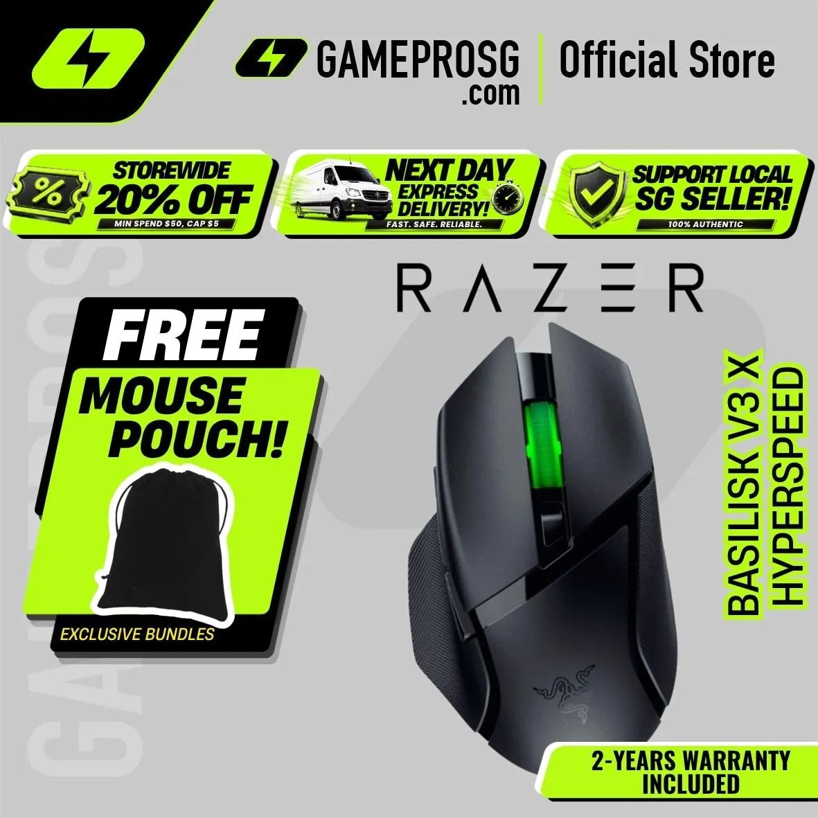 Razer Basilisk V3 X HyperSpeed - Wireless Ergonomic Gaming Mouse