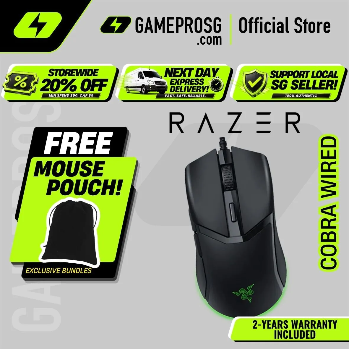 Razer Cobra Wired Gaming Mouse with Chroma RGB Lighting and 58g Lightweight Design