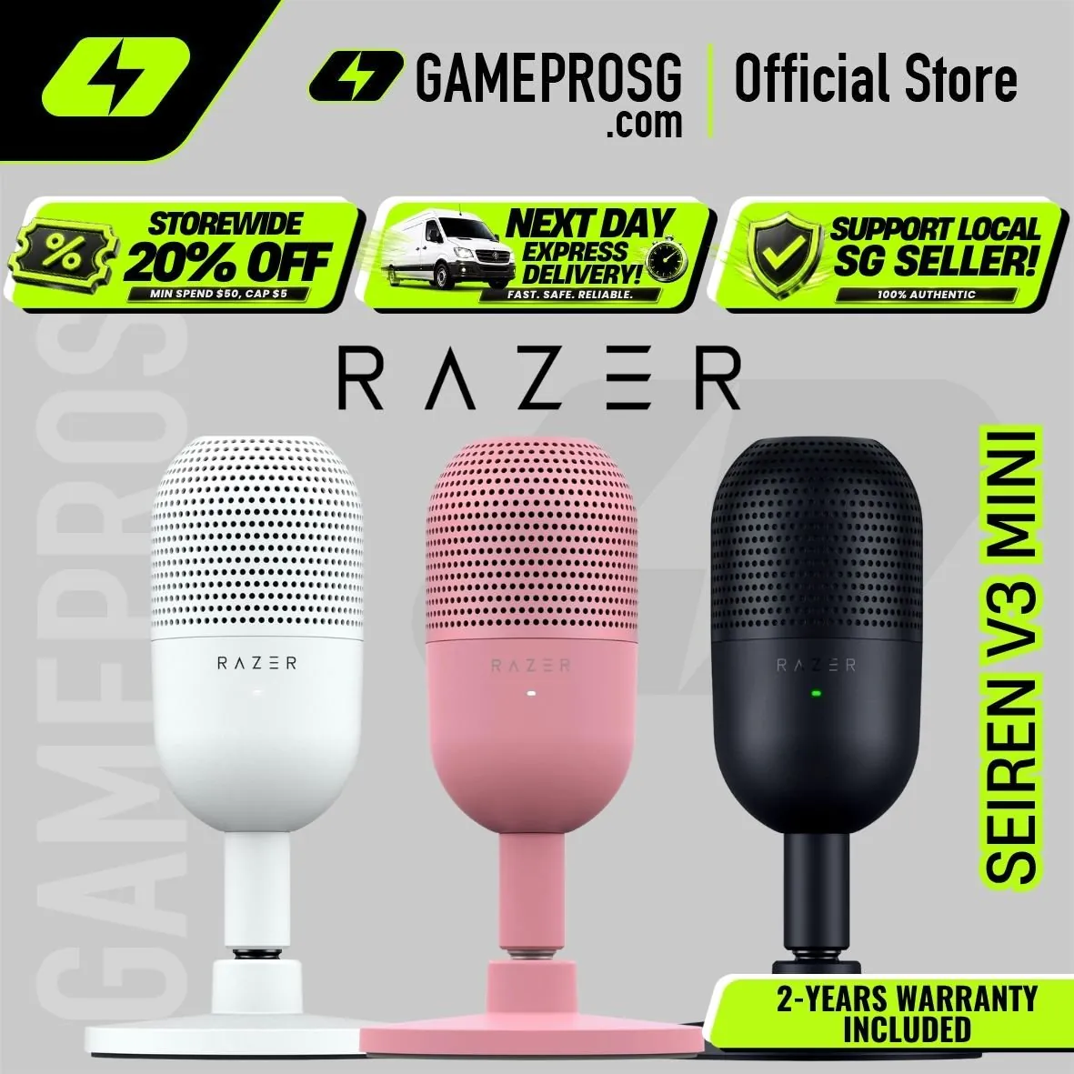 Razer Seiren V3 Mini Ultra-Compact USB Microphone with Tap-to-Mute