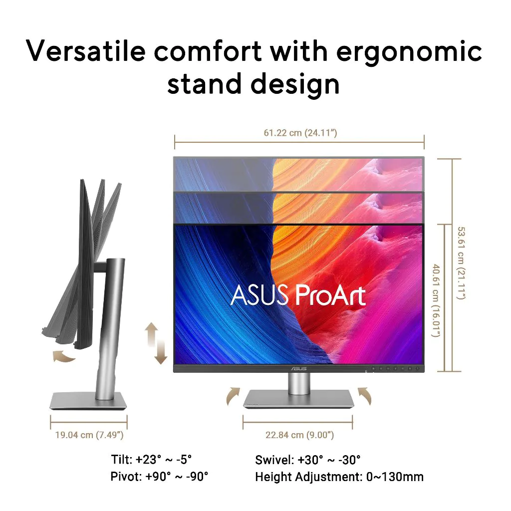 ASUS ProArt PA278QGV Monitor 27-inch IPS/QHD 2560 x 1440 95% DCI-P3 Color Accuracy 120Hz HDR-10