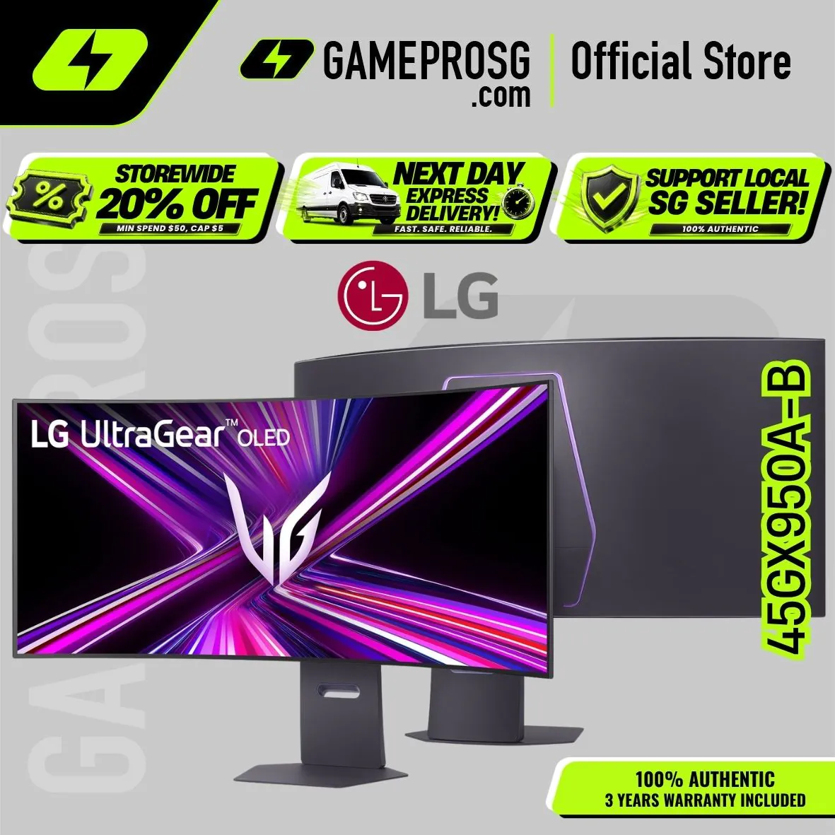 LG 45GX950A-B 45" Curved 5K2K WUHD OLED Gaming Monitor – 165Hz, 0.03ms, Speakers