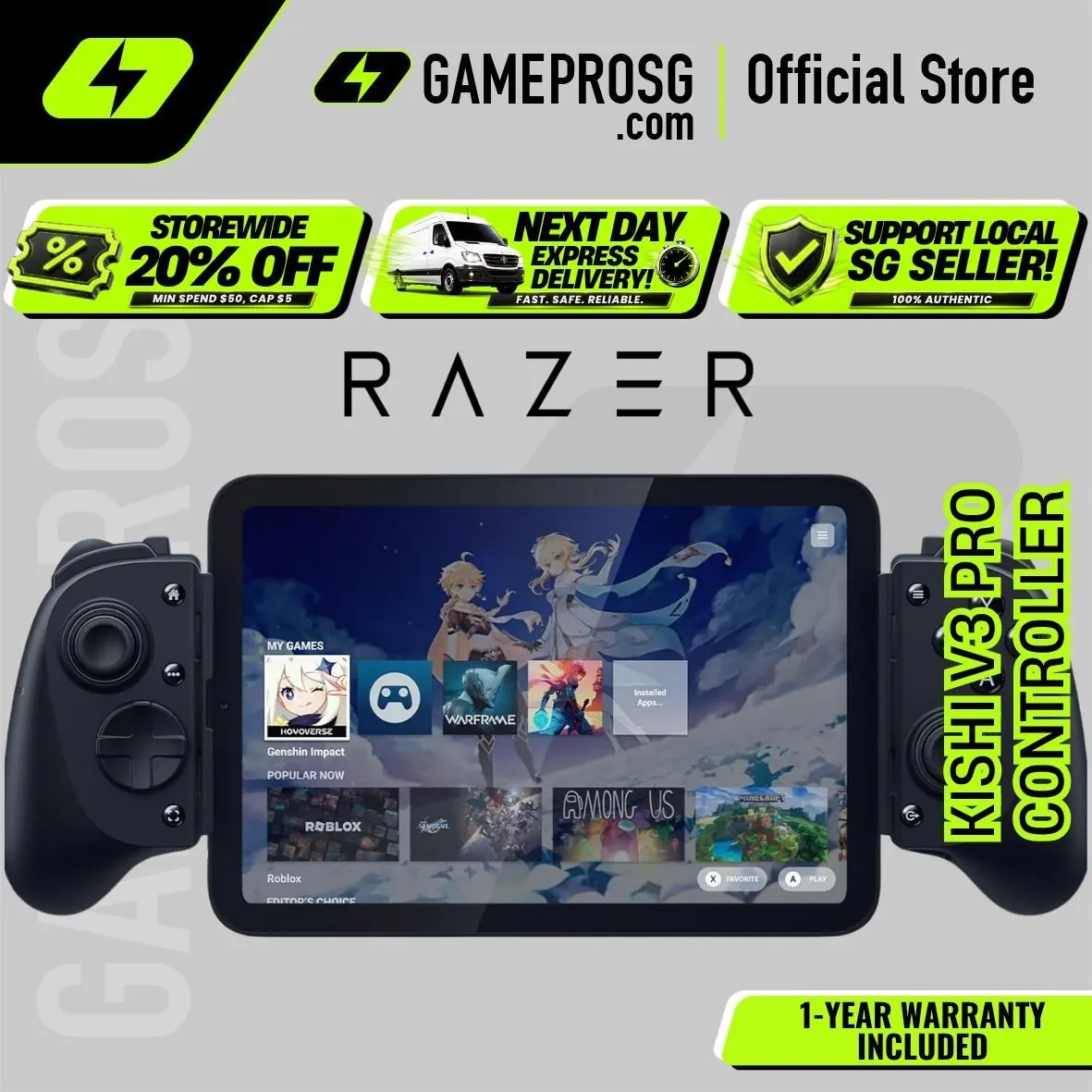Razer Kishi V3 Pro - Haptic USB-C Gaming Controller for Phones, Mini Tablets, & PC
