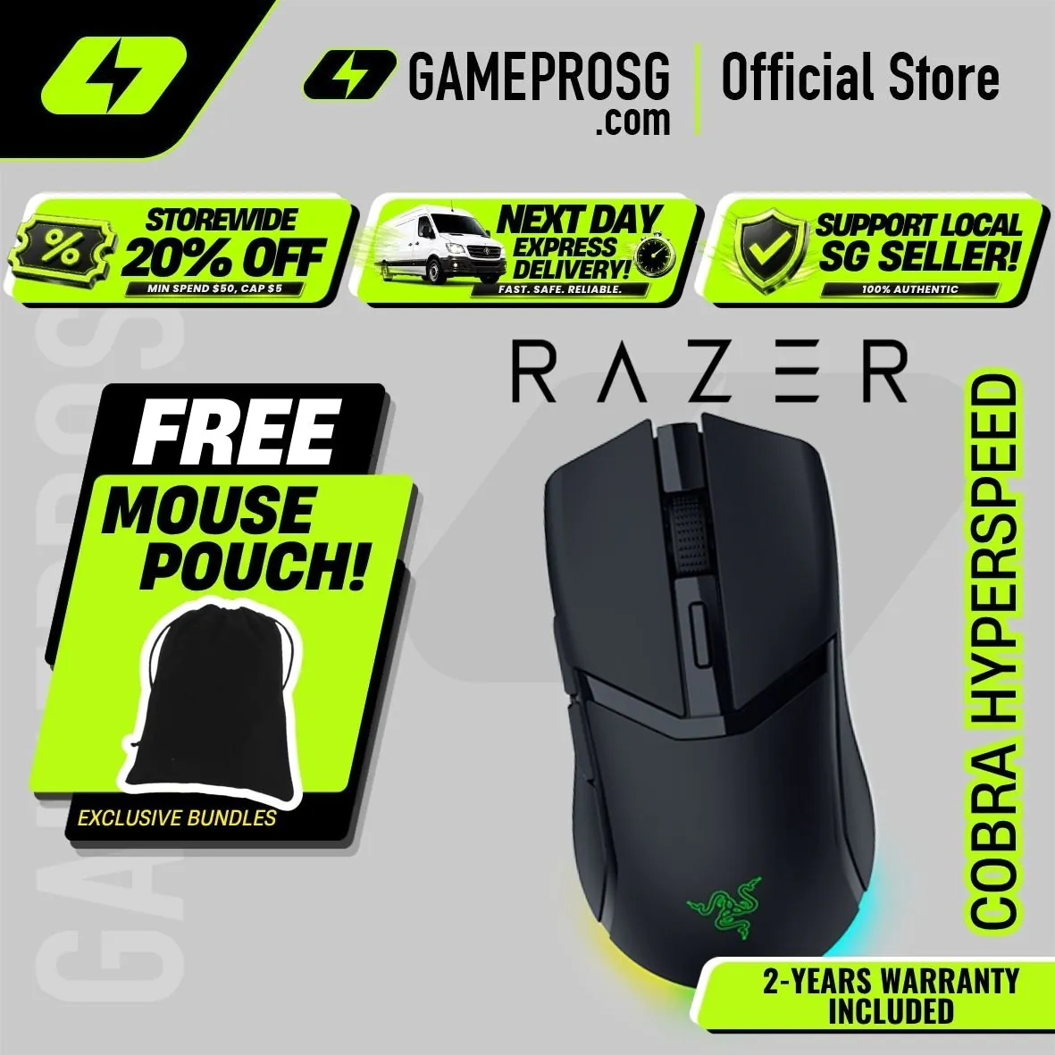 Razer Cobra HyperSpeed – Wireless Lightweight Gaming Mouse – Chroma RGB – Optical Sensor