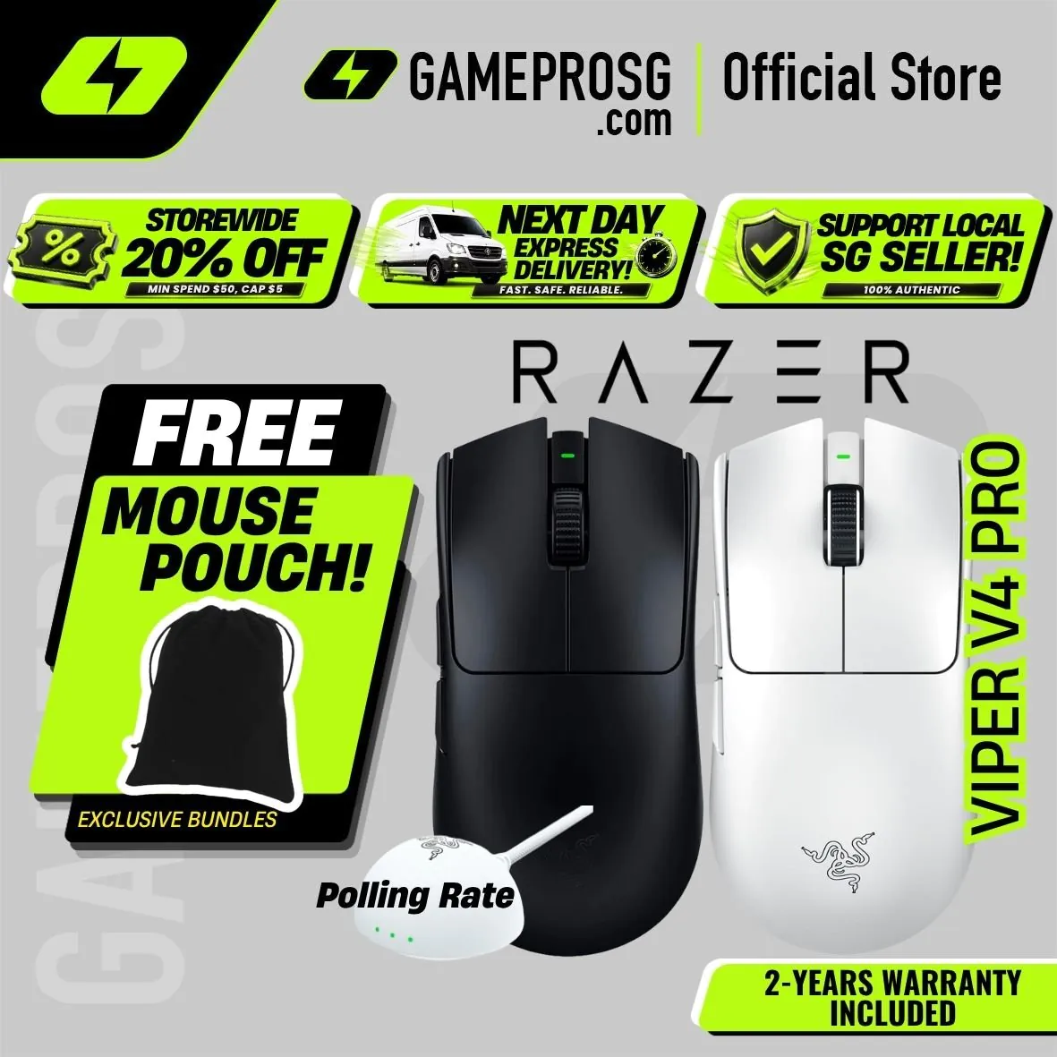 Razer Viper V4 Pro – Ultra Lightweight Wireless – Esports Gaming Mouse – High Performance Competitive Mouse