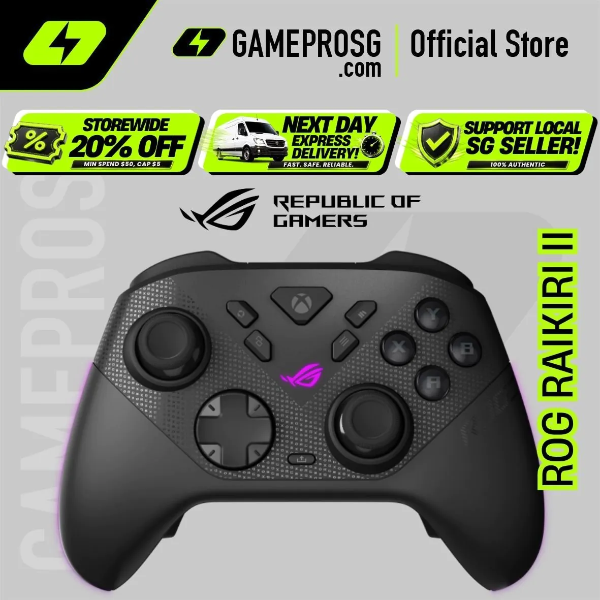ASUS ROG Raikiri II – Xbox Wireless Gaming Controller – Low Latency – Pro Control – RGB – PC / Xbox