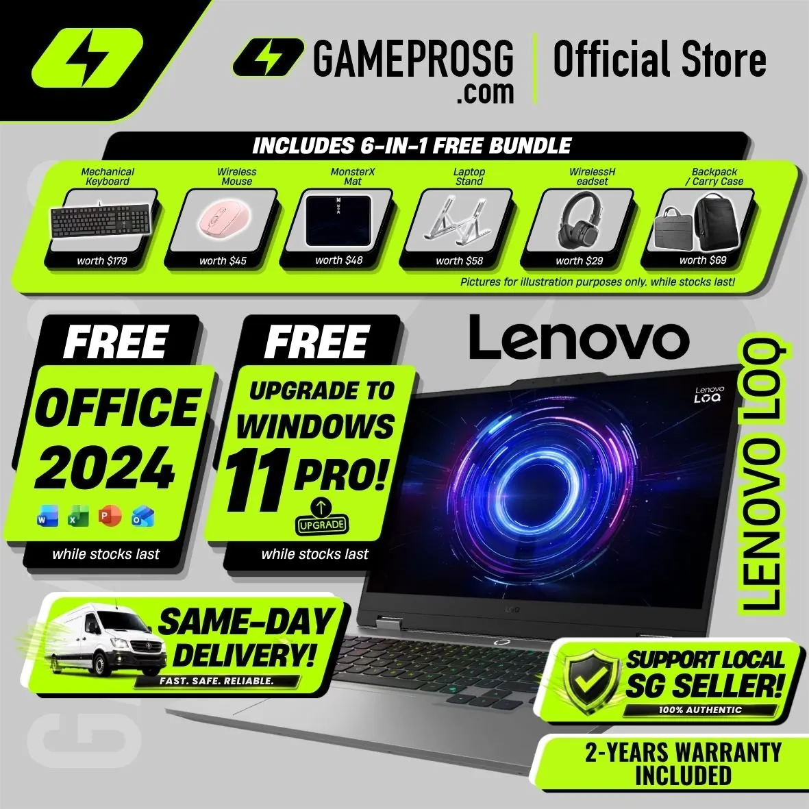 [Same‑Day Delivery] Lenovo LOQ 15 Gaming Laptop – 15.6″ FHD 144Hz – Intel Core i7 – RTX 5050 – 16GB RAM – 512GB SSD