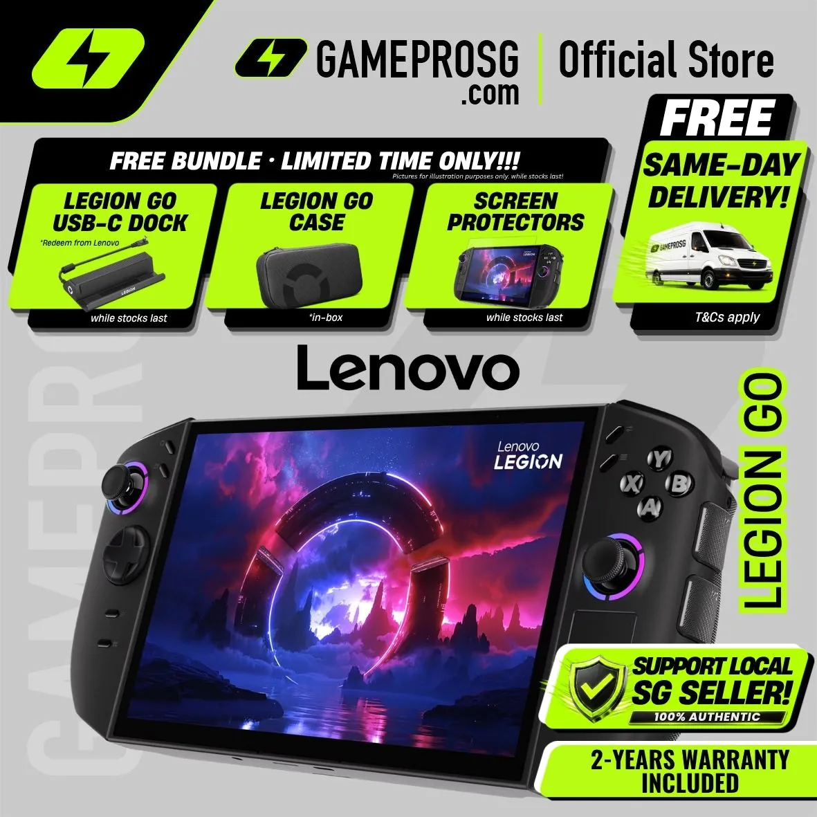 [Same‑Day Delivery] Lenovo Legion Go 8ASP2 Gaming Handheld - AMD Ryzen Z2 Extreme - 32GB RAM - 1TB SSD - 8.8" OLED 144Hz