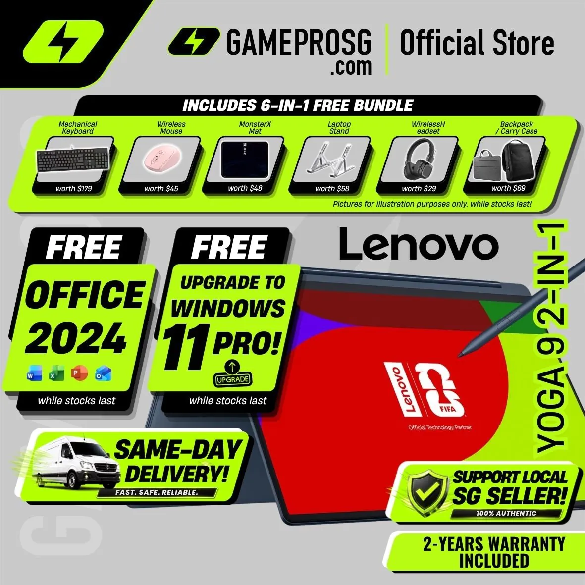 [Same‑Day Delivery] Lenovo Yoga 9 2-in-1 AI Convertible Laptop – 14" OLED Touch – Intel Core Ultra 7 – 1TB SSD – 32GB RAM