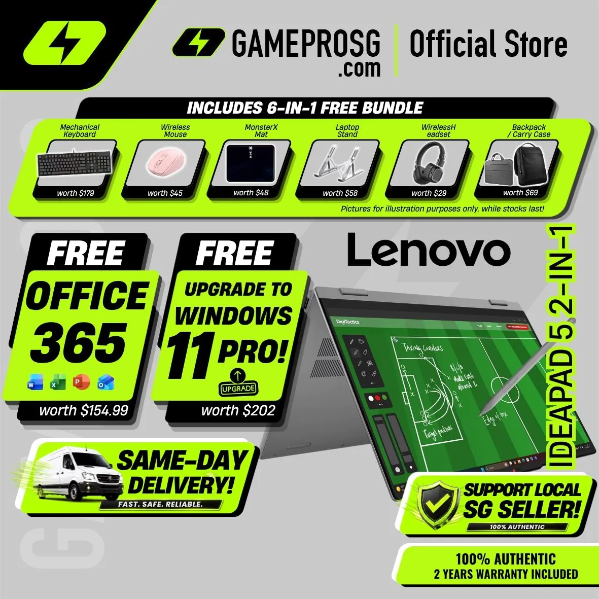 [Same‑Day Delivery] Lenovo IdeaPad 5 2‑in‑1 Luna Grey AI Laptop – Intel Core Ultra 5 – 16GB RAM – 512GB SSD – Integrated Graphics – 14″ WUXGA IPS Touch