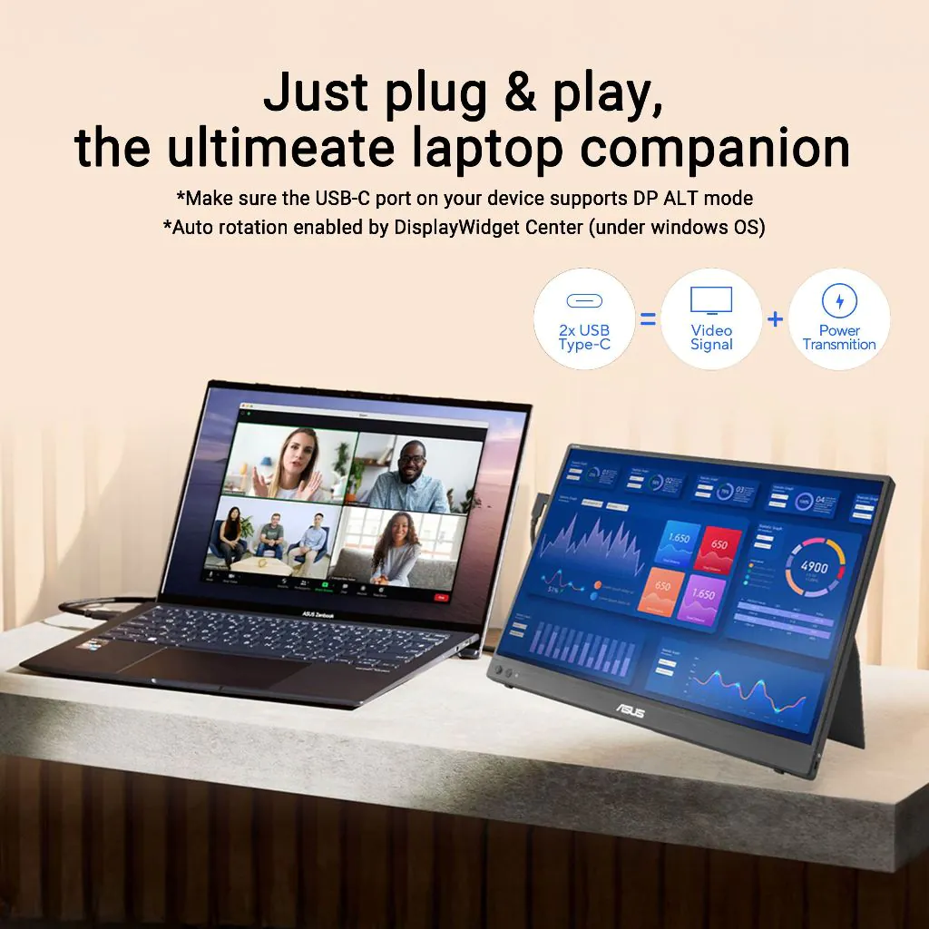 【SAME-DAY DELIVERY】ASUS ZenScreen MB16NCG Portable Monitor – 16" WQXGA IPS 155Hz – 100% sRGB – USB-C Mini HDMI