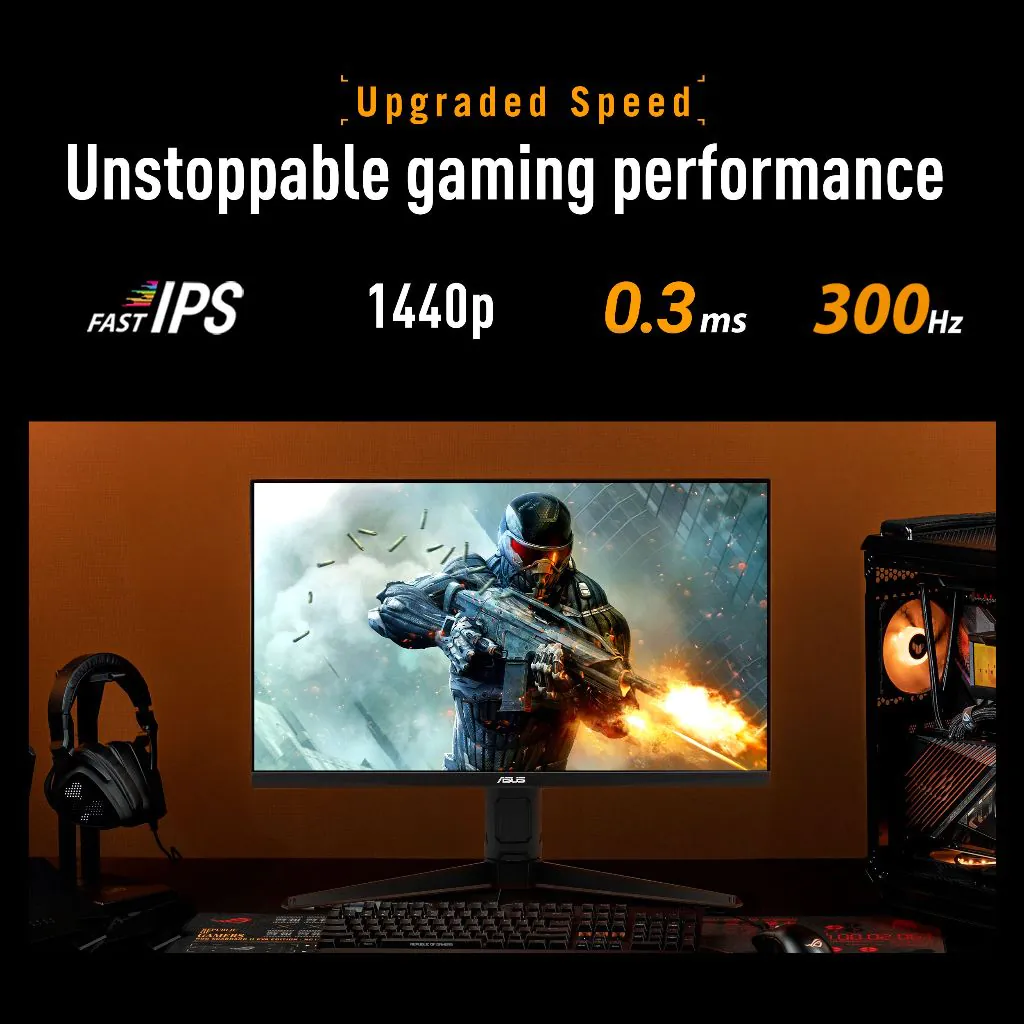 【SAME-DAY DELIVERY】Asus TUF Gaming VG27AQML5A Gaming Monitor – 27-inch, QHD(2560x1440), 300Hz, Fast IPS AMD FreeSync ELMB SYNC VESA DisplayHDR