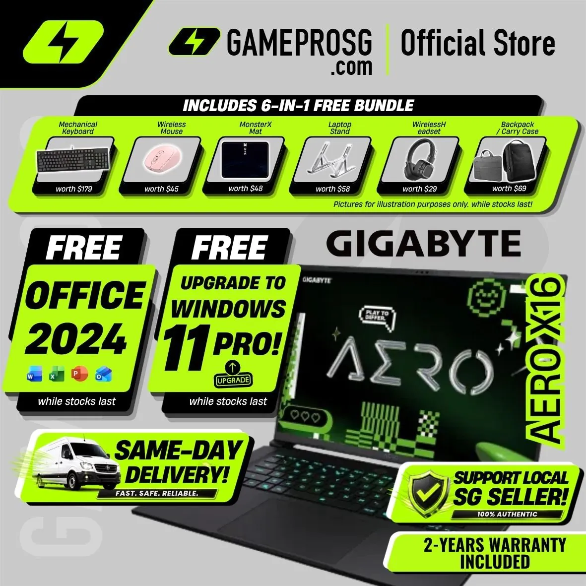 [Same‑Day Delivery] Gigabyte Aero X16 Copilot+ AI Laptop – AMD Ryzen AI 7 – 16GB RAM – 1TB SSD – RTX5050 – 16″ FHD+ 165Hz