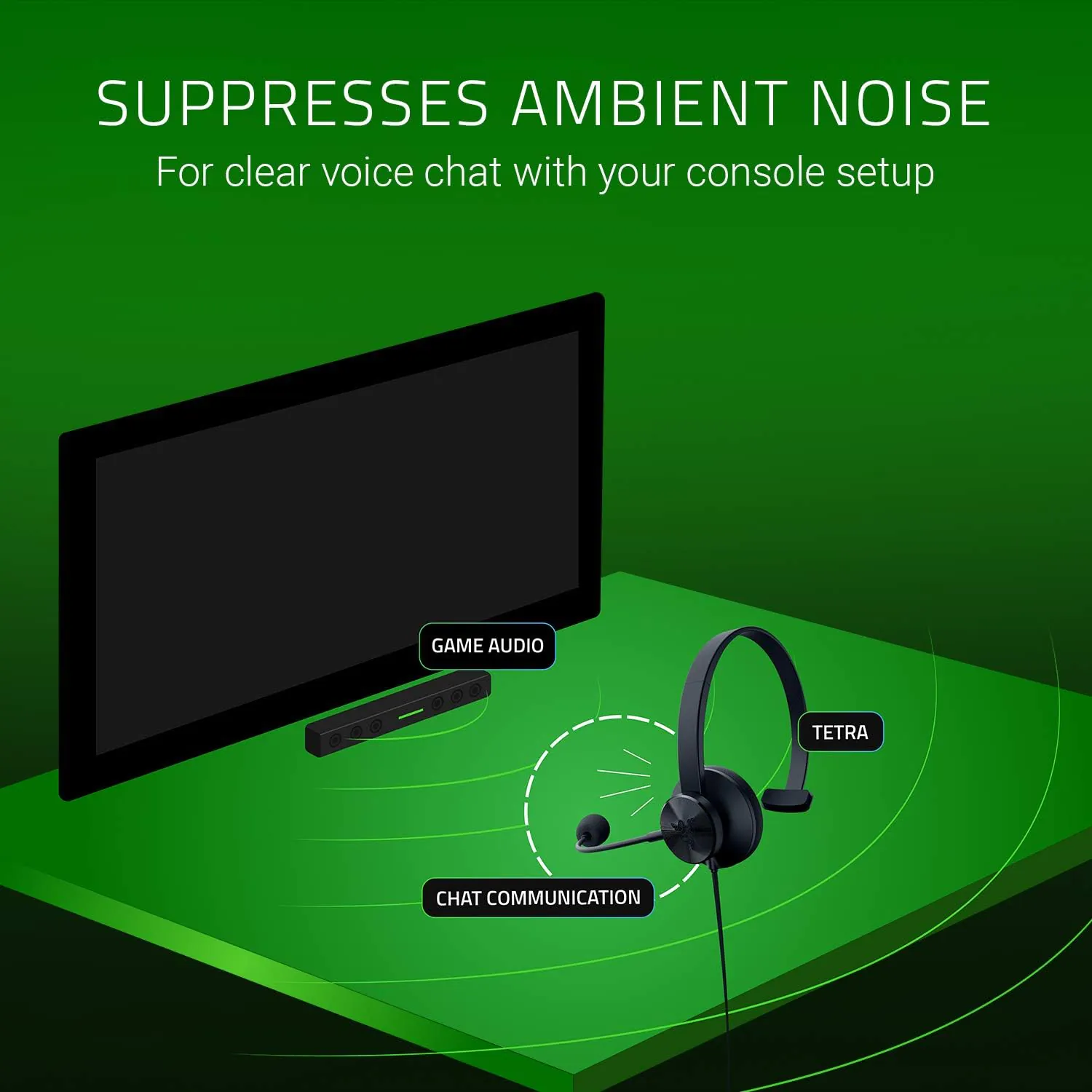 Razer Tetra Mono Chat Headset with Rotating Cardioid Microphone for Clear Voice Communication
