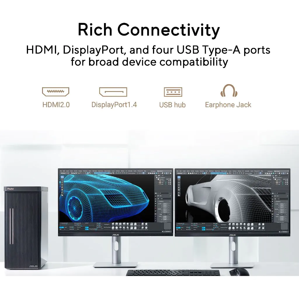 ASUS ProArt PA278QGV Monitor 27-inch IPS/QHD 2560 x 1440 95% DCI-P3 Color Accuracy 120Hz HDR-10