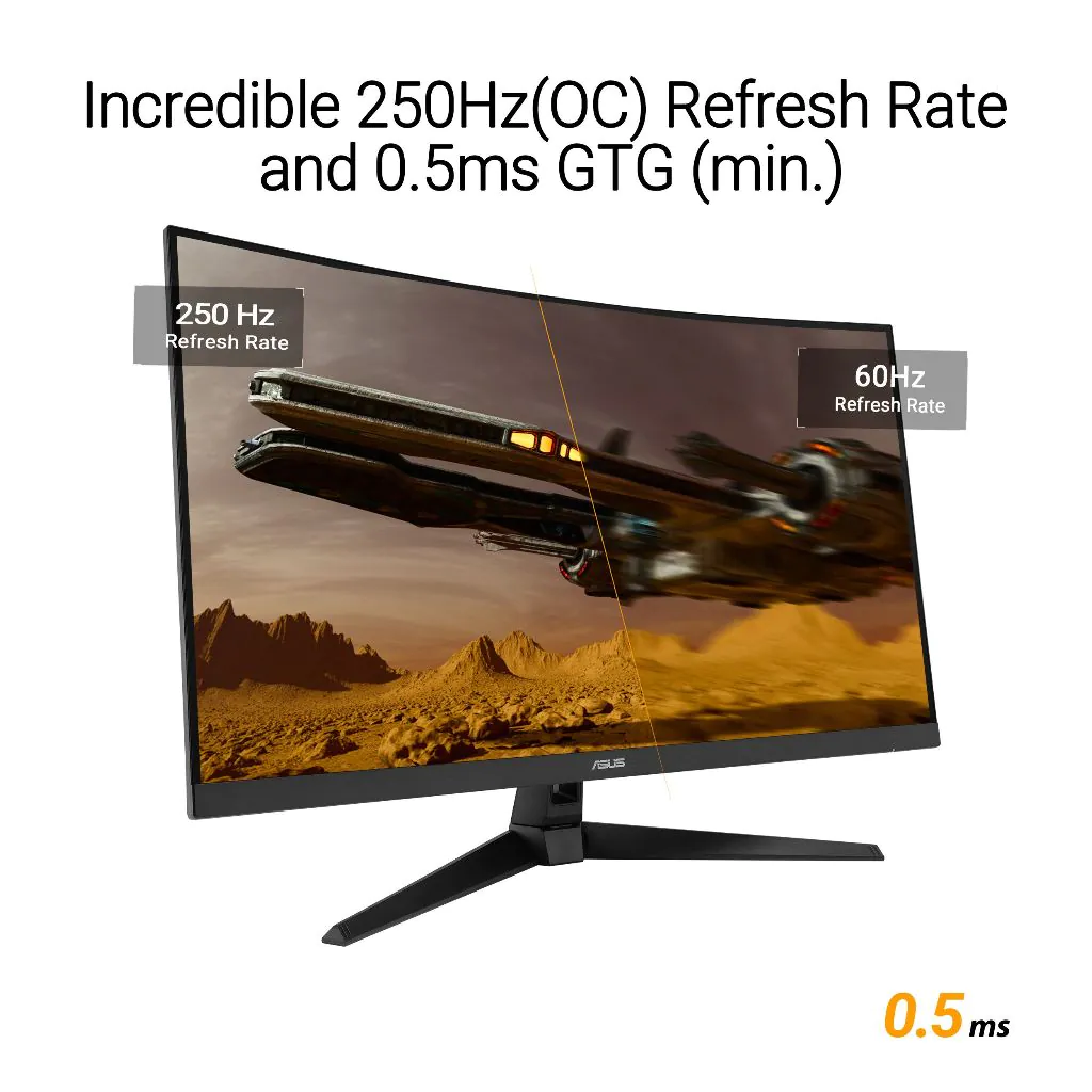【SAME-DAY DELIVERY】ASUS TUF Gaming VG32VQM5B – 32" FHD Curved Fast VA 250Hz OC – 0.5ms – FreeSync Premium Gaming Monitor