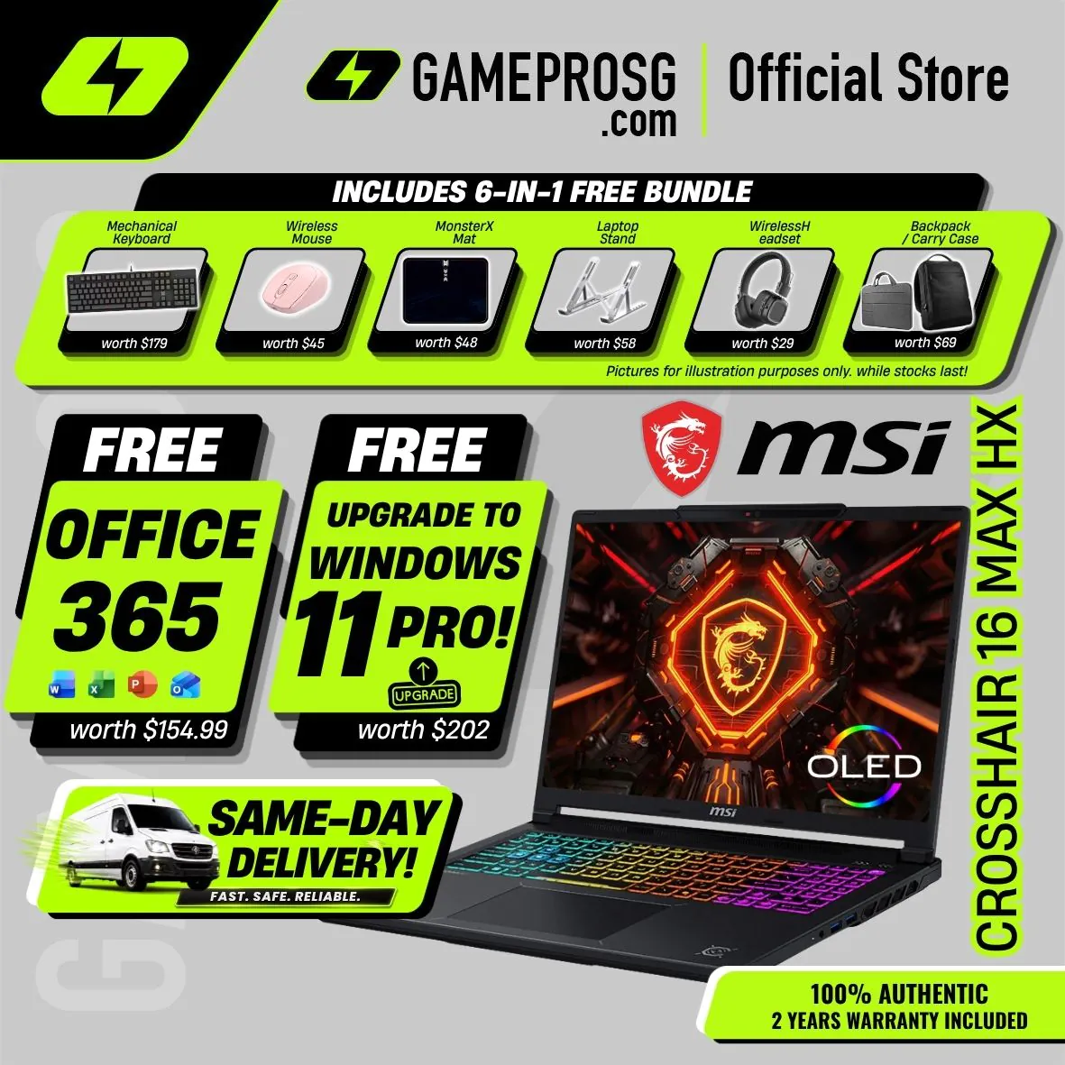 MSI Crosshair 16 Max HX – 16" OLED 165Hz – Intel Core Ultra 9 – RTX5070 – 16GB RAM – 1TB SSD – AI Gaming Laptop