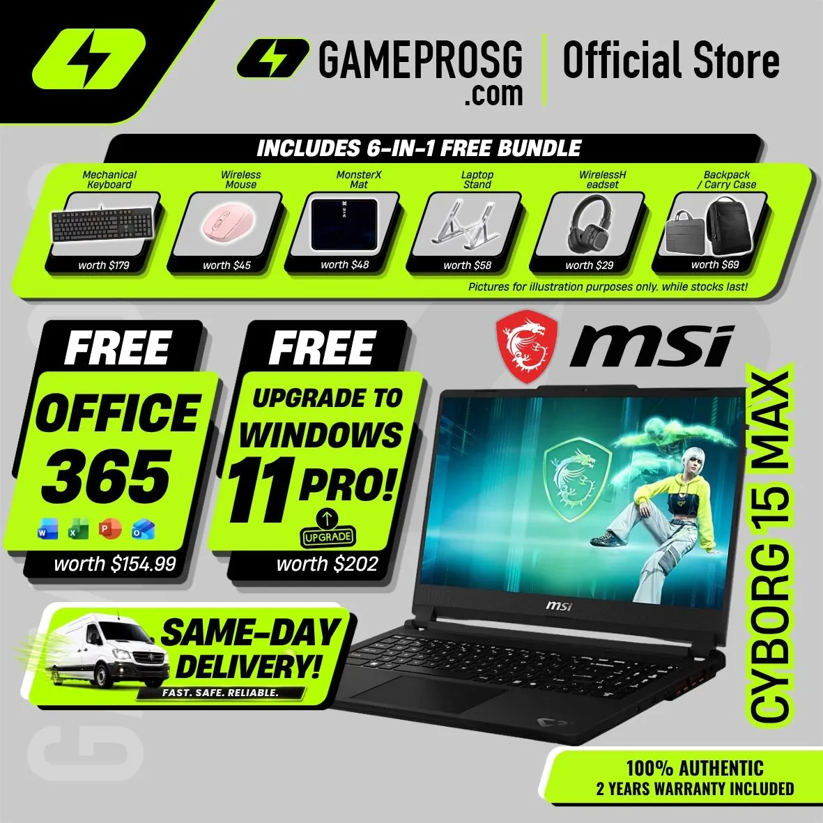MSI Cyborg 15 Max – 15.6" FHD 144Hz – Intel Core 7 – RTX5050 – 16GB RAM – 512GB SSD – AI Gaming Laptop