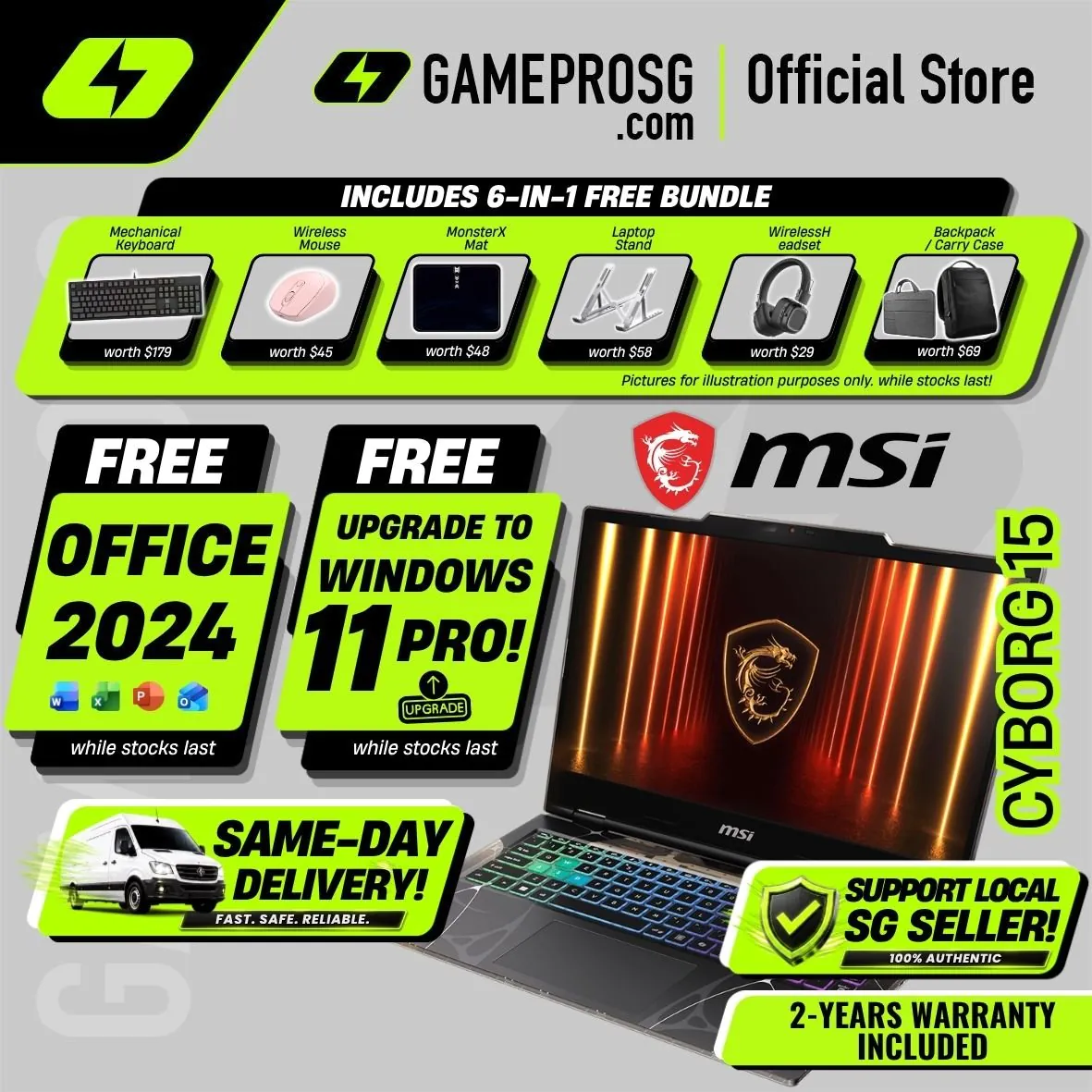 MSI Cyborg 15 Gaming Laptop — Translucent Cyber Style — RTX5060 - 15.6" 144Hz - i7-13620H - 16GB - 512GB