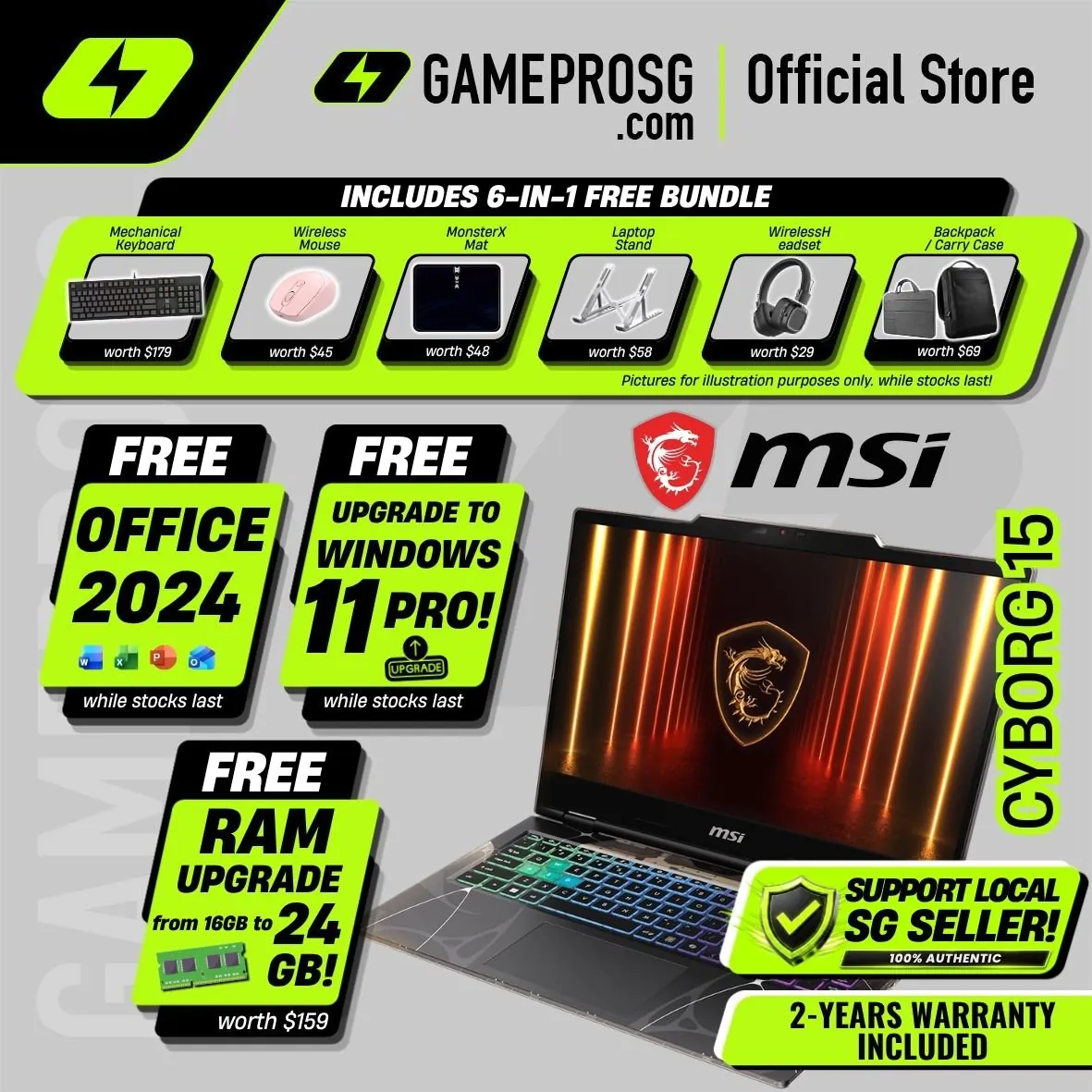 [Same‑Day Delivery] MSI Cyborg 15 Gaming Laptop - 24GB RAM* - Intel Core i7 - RTX5060 - 15.6" 144Hz