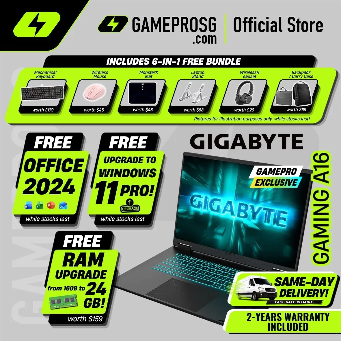 [EXCLUSIVE] [Same‑Day Delivery] GIGABYTE GAMING A16 AI Laptop – Intel Core i7 – 16GB RAM – 1TB SSD – RTX5070 – 16″ FHD+ 165Hz