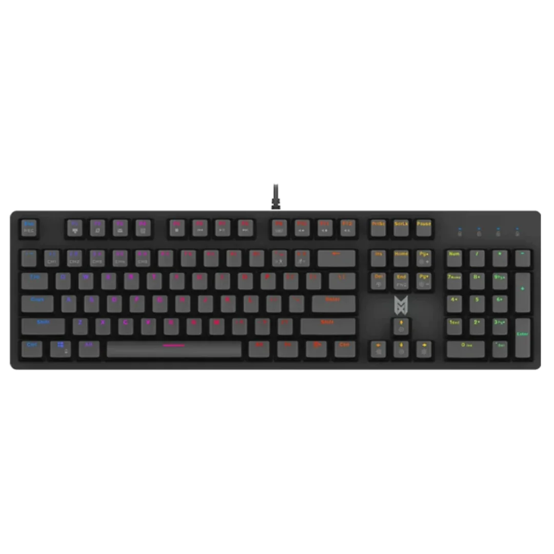 MonsterX MINOTAUR Ergonomic Wired Mechanical Keyboard with Blue Clicky Switches & Hyper RGB Lighting