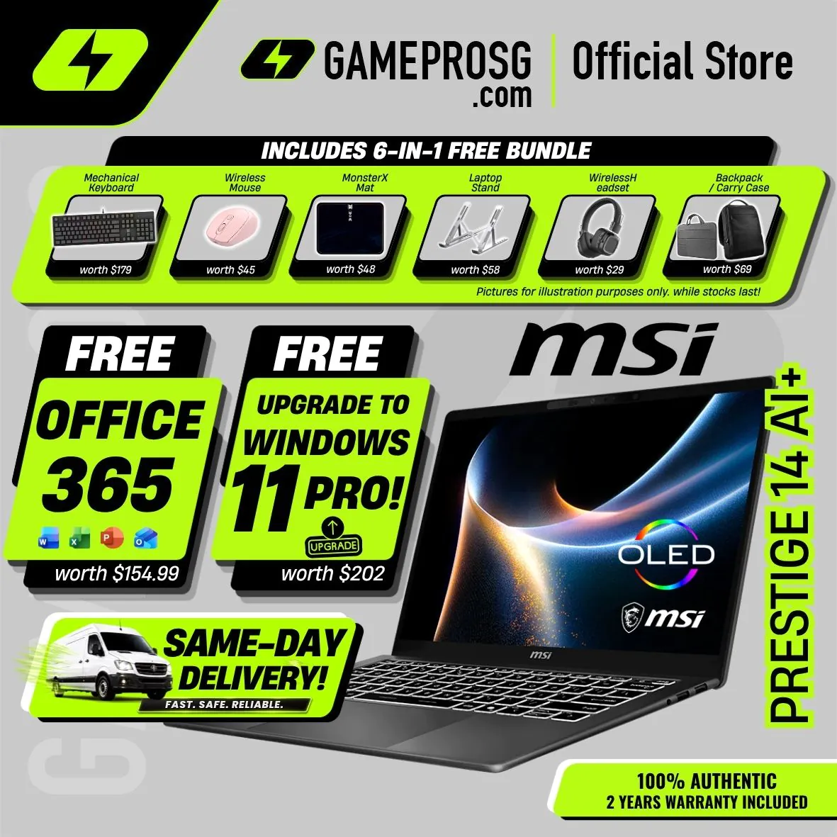 MSI Prestige 14 AI+ – 14" OLED – Intel Core Ultra 7 – 32GB RAM – 1TB SSD – Copilot+ AI Laptop - 1.32kg